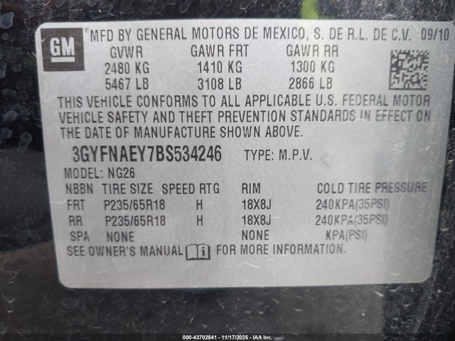 2011 CADILLAC SRX 3GYFNAEY7BS534246 Photo 8