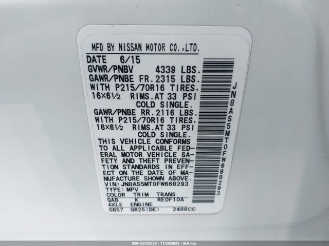 Nissan Rogue Select S 2015 JN8AS5MT0FW668293 Image 9