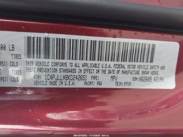 2019 JEEP CHEROKEE 1C4PJLLX8KD242651 Photo 8