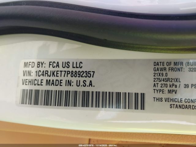 2023 JEEP GRAND CHEROKEE L 1C4RJKET7P8892357 Photo 8