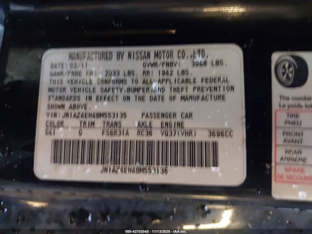 2011 NISSAN 370Z JN1AZ4EH4BM553135 Photo 8