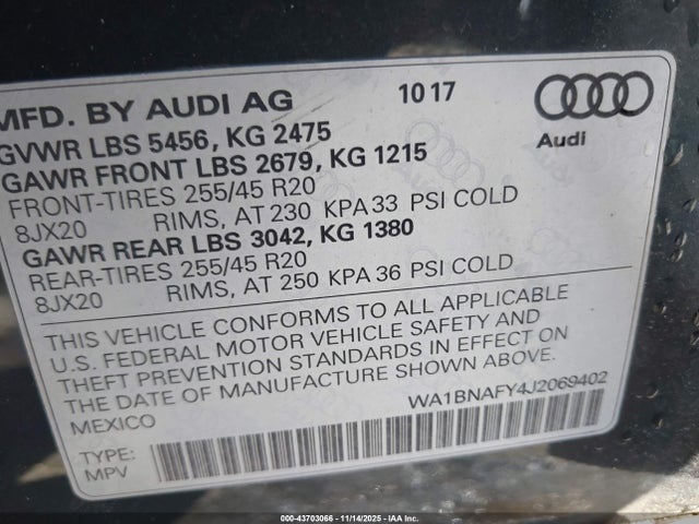 2018 AUDI Q5 WA1BNAFY4J2069402 Photo 8