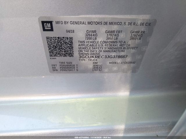 2018 CHEVROLET SILVERADO 1500 3GCUKREC3JG378667 Photo 8