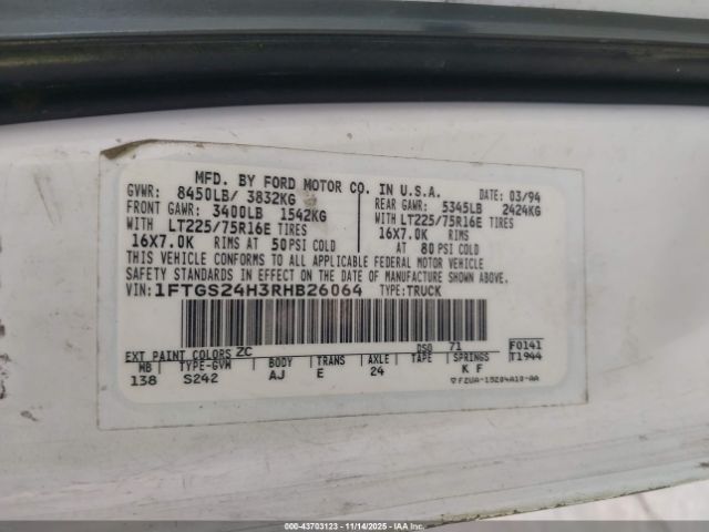 1994 FORD ECONOLINE 1FTGS24H3RHB26064 Photo 8