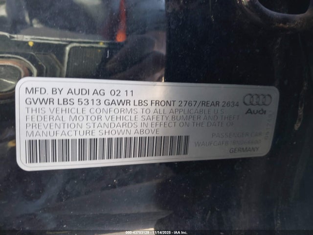 2011 AUDI A6 WAUFGAFB1BN066600 Photo 8
