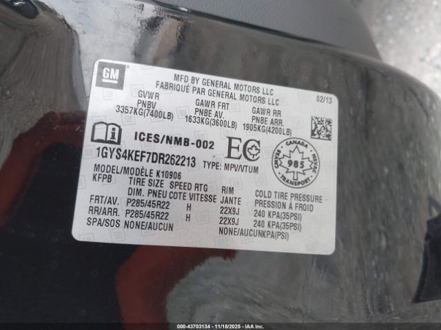 2013 CADILLAC ESCALADE ESV 1GYS4KEF7DR262213 Photo 8