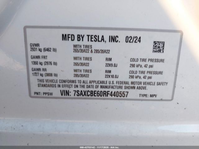 2024 TESLA MODEL X 7SAXCBE60RF440557 Photo 8