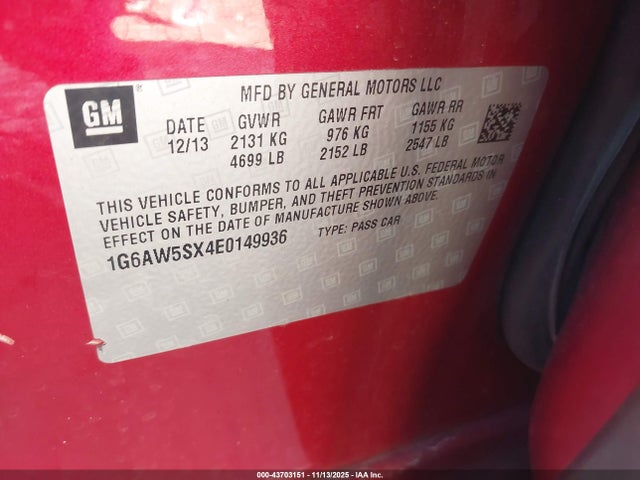 2014 CADILLAC CTS 1G6AW5SX4E0149936 Photo 8