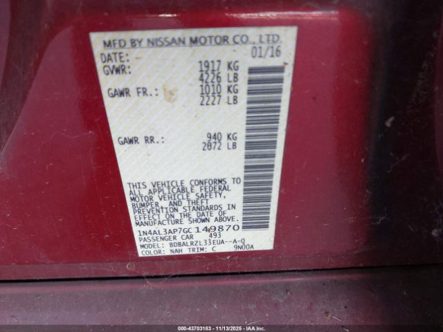 2016 NISSAN ALTIMA 1N4AL3AP7GC149870 Photo 8