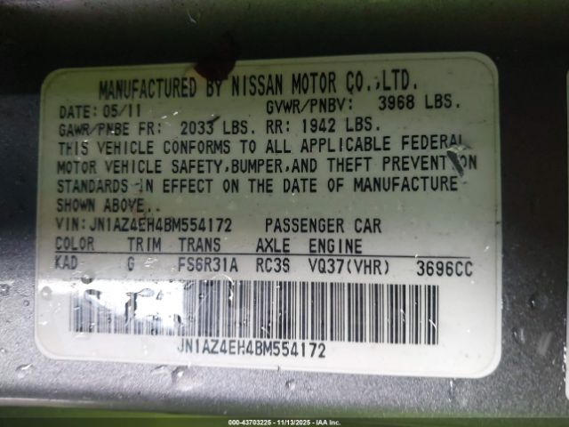 2011 NISSAN 370Z JN1AZ4EH4BM554172 Photo 8