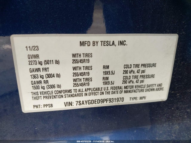 2023 TESLA MODEL Y 7SAYGDED9PF931970 Photo 8
