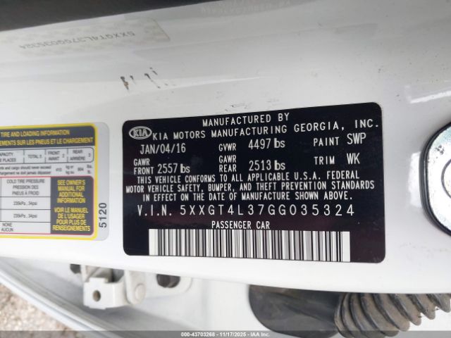 2016 KIA OPTIMA 5XXGT4L37GG035324 Photo 8