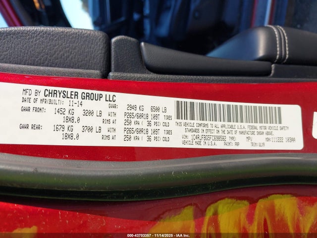 2015 JEEP GRAND CHEROKEE 1C4RJFBG5FC698582 Photo 8