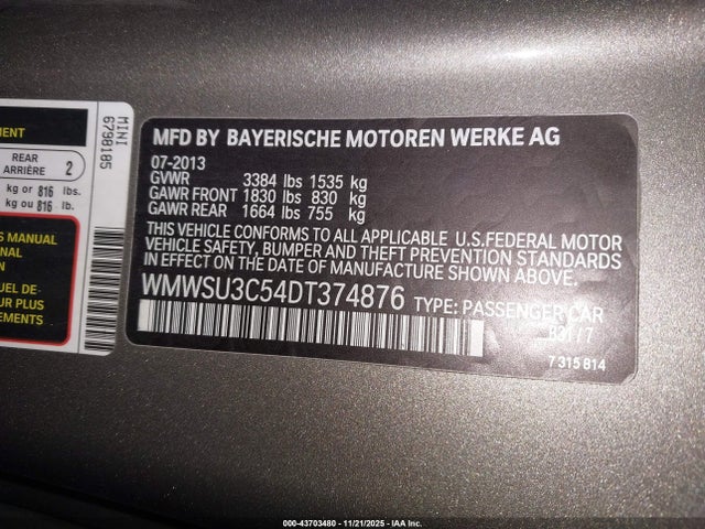 2013 MINI HARDTOP WMWSU3C54DT374876 Photo 8