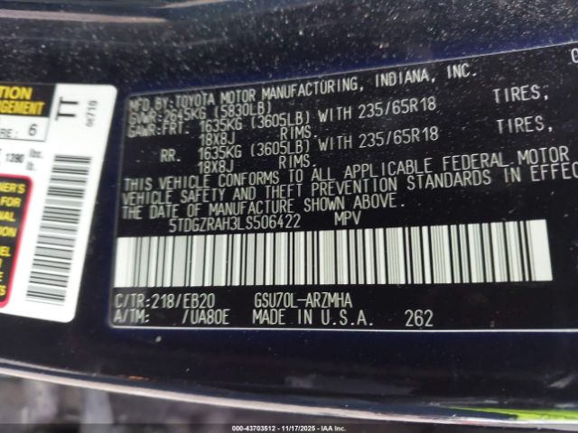2020 TOYOTA HIGHLANDER 5TDGZRAH3LS506422 Photo 8