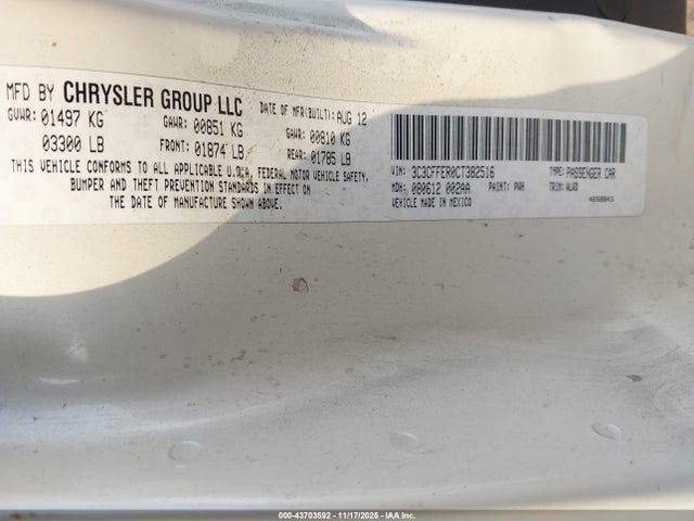 2012 FIAT 500C 3C3CFFER0CT382516 Photo 8