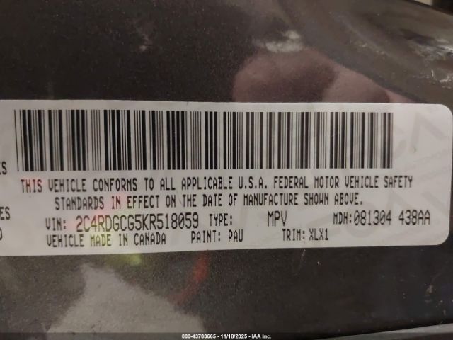 2019 DODGE GRAND CARAVAN 2C4RDGCG5KR518059 Photo 8