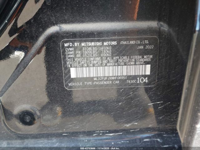 2022 MITSUBISHI MIRAGE G4 ML32FUFJXNHF06951 Photo 8
