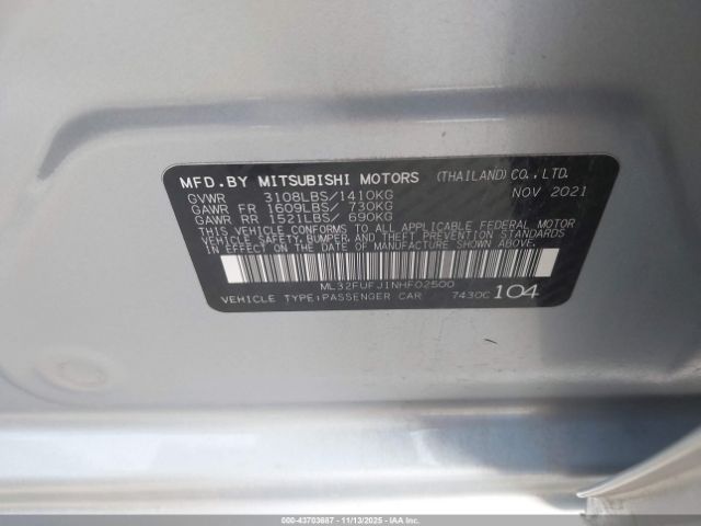 2022 MITSUBISHI MIRAGE G4 ML32FUFJ1NHF02500 Photo 8
