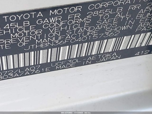 2004 LEXUS LS 430 JTHBN36F040157362 Photo 8