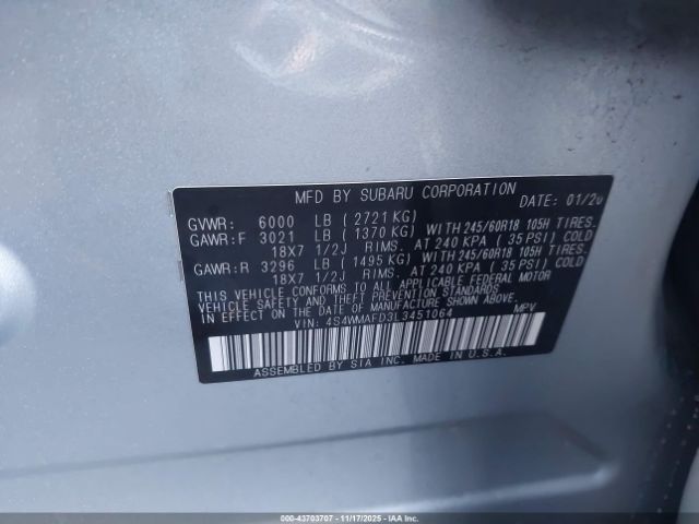 2020 SUBARU ASCENT 4S4WMAFD3L3451064 Photo 8