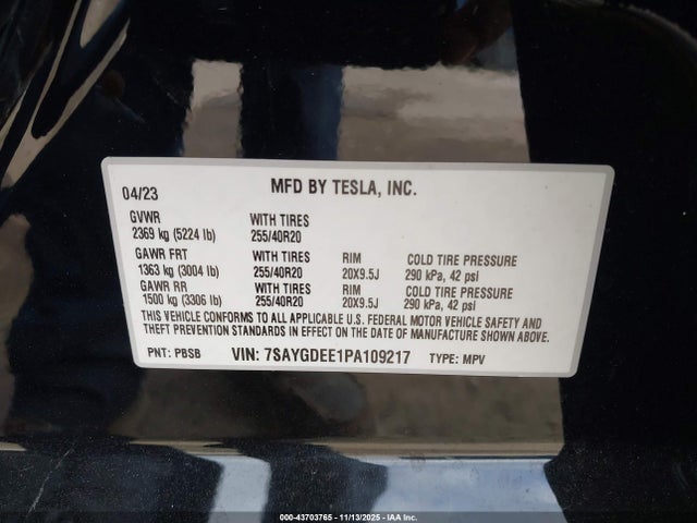 2023 TESLA MODEL Y 7SAYGDEE1PA109217 Photo 8