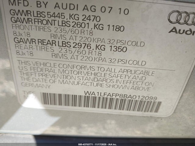 2011 AUDI Q5 WA1LFAFP8BA012099 Photo 8