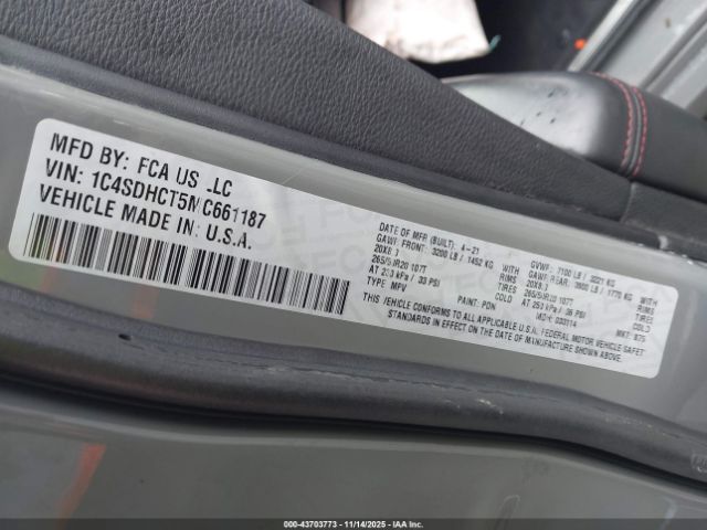 2021 DODGE DURANGO 1C4SDHCT5MC661187 Photo 8