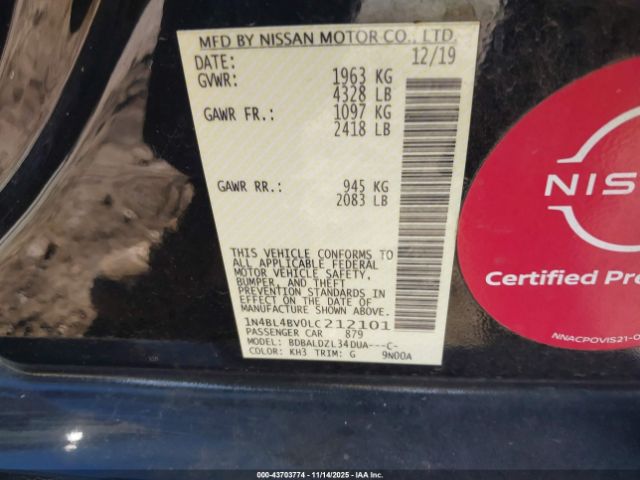 2020 NISSAN ALTIMA 1N4BL4BV0LC212101 Photo 8