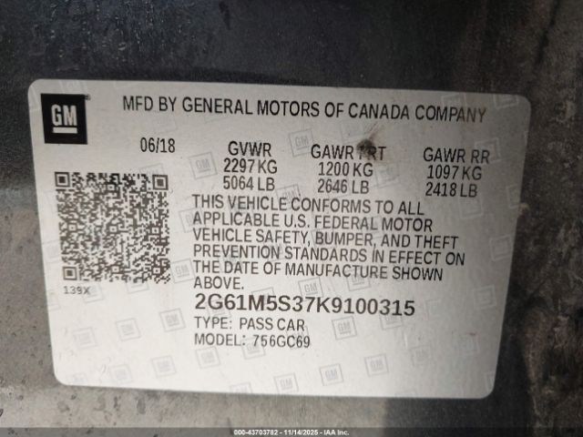 2019 CADILLAC XTS 2G61M5S37K9100315 Photo 8