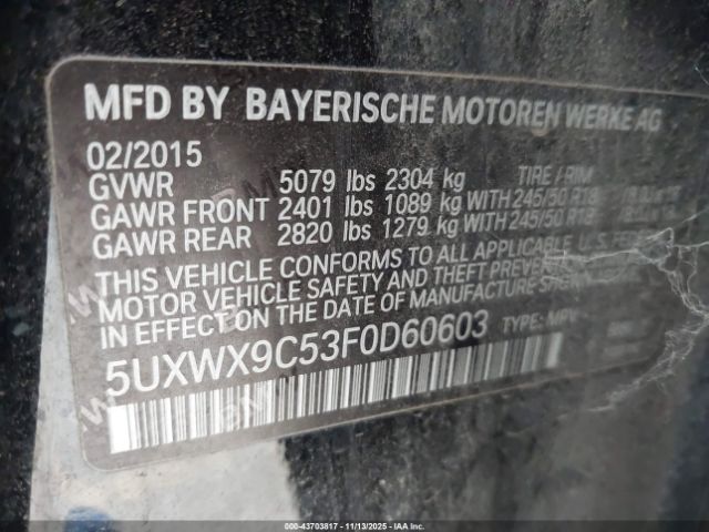 2015 BMW X3 5UXWX9C53F0D60603 Photo 8