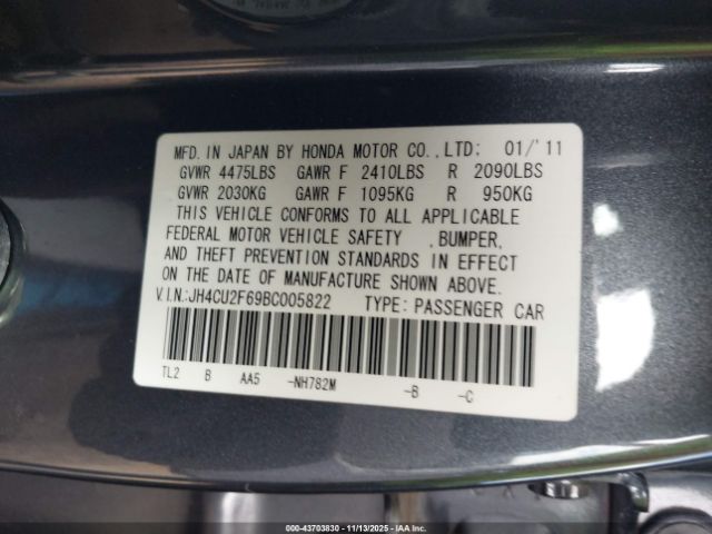 2011 ACURA TSX JH4CU2F69BC005822 Photo 8