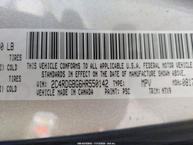 2017 DODGE GRAND CARAVAN 2C4RDGBG6HR550142 Photo 8