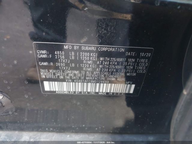 2021 SUBARU OUTBACK 4S4BTAFC6M3128699 Photo 8