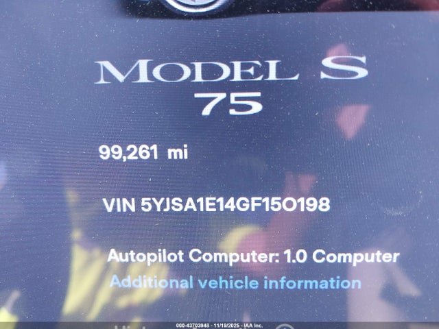 2016 TESLA MODEL S 5YJSA1E14GF150198 Photo 6