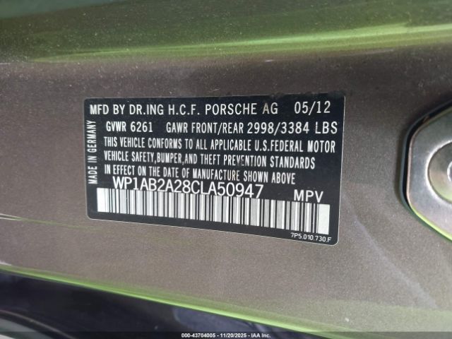 2012 PORSCHE CAYENNE WP1AB2A28CLA50947 Photo 8