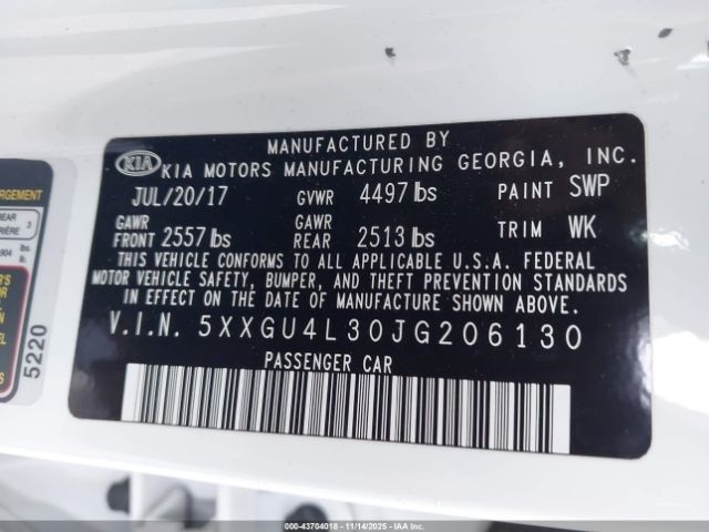 2018 KIA OPTIMA 5XXGU4L30JG206130 Photo 8