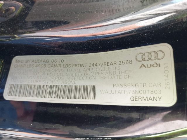 2011 AUDI A5 WAUJFAFH7BN001803 Photo 8