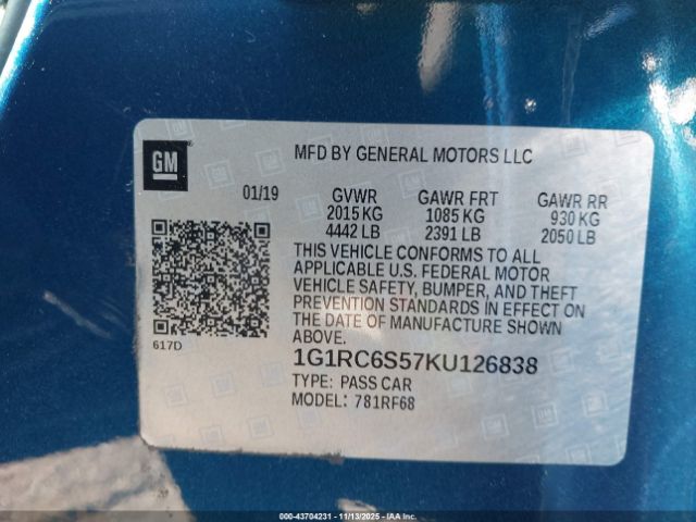 2019 CHEVROLET VOLT 1G1RC6S57KU126838 Photo 8