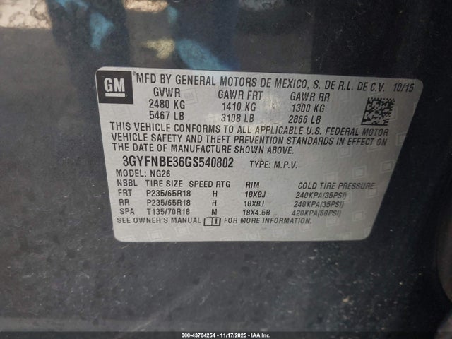 2016 CADILLAC SRX 3GYFNBE36GS540802 Photo 8