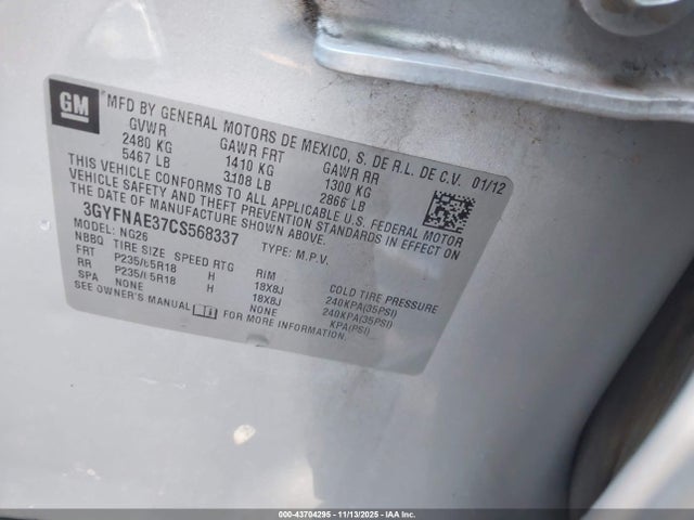 2012 CADILLAC SRX 3GYFNAE37CS568337 Photo 8