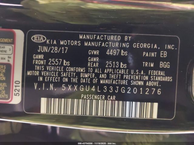 2018 KIA OPTIMA 5XXGU4L33JG201276 Photo 8