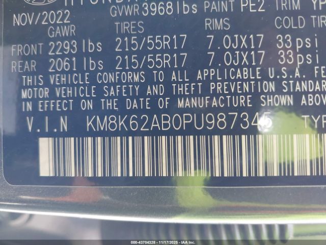 2023 HYUNDAI KONA KM8K62AB0PU987345 Photo 8