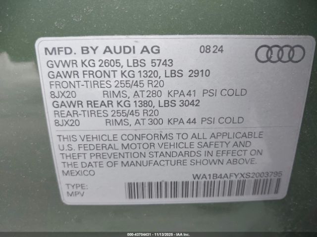 2025 AUDI SQ5 WA1B4AFYXS2003795 Photo 8