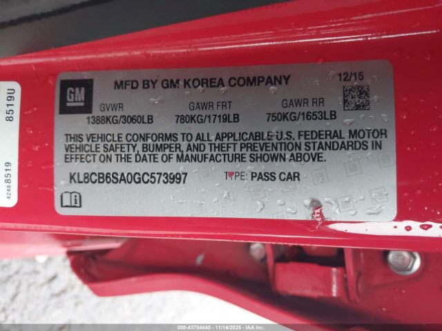 2016 CHEVROLET SPARK KL8CB6SA0GC573997 Photo 8