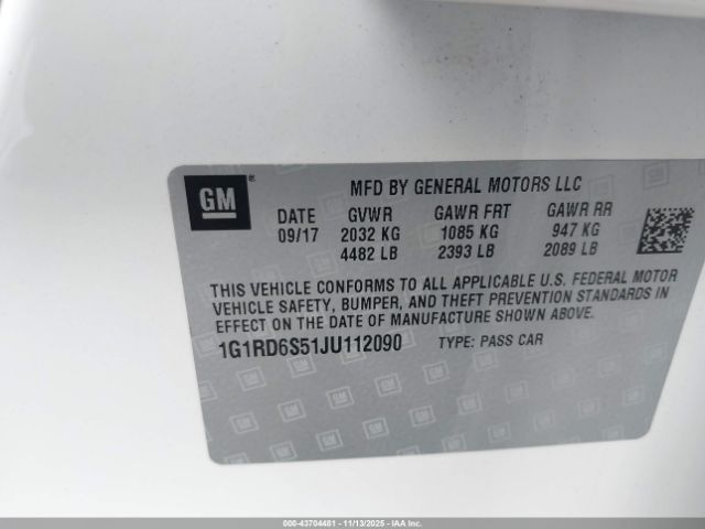 2018 CHEVROLET VOLT 1G1RD6S51JU112090 Photo 8