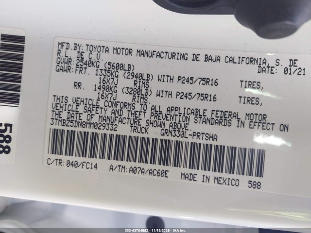 3TMBZ5DN8MM029332 Toyota Tacoma Sr5 V6