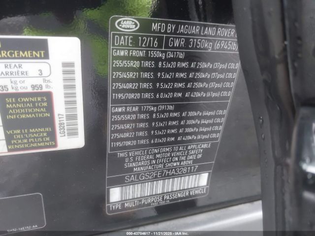 2017 LAND ROVER RANGE ROVER SALGS2FE7HA328117 Photo 8