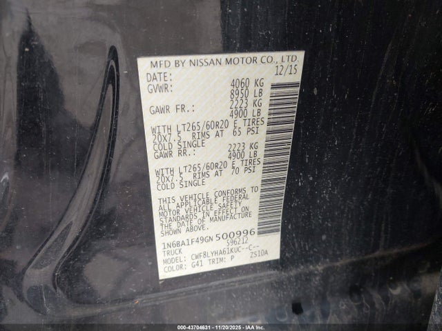 2016 NISSAN TITAN XD 1N6BA1F49GN500996 Photo 8