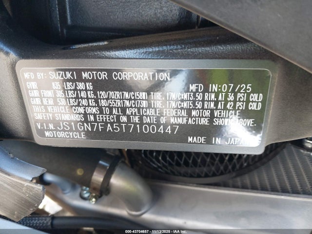 JS1GN7FA5T7100447 Suzuki GSX-R600
